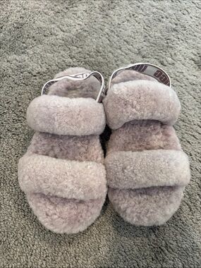 UGG Lavender Faux-Shearling Double-Band Slide Sandals